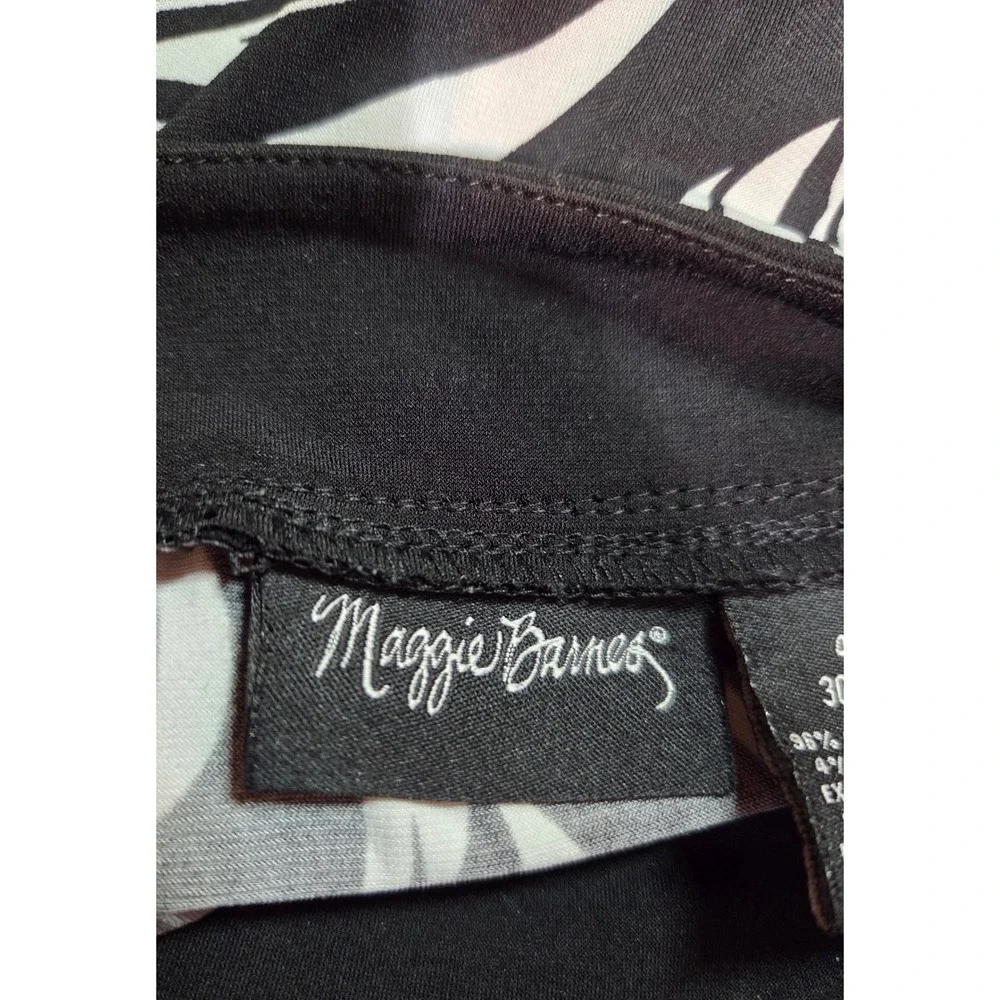 Maggie Barnes Womens Plus 4X Black White Swirl Beaded Ruffle Sleeve Blouse Top